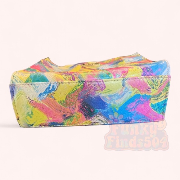 Betsey Johnson Psychedelic Watercolor Mini Tote w Crossbody Strap Pre-Loved - Picture 8 of 12